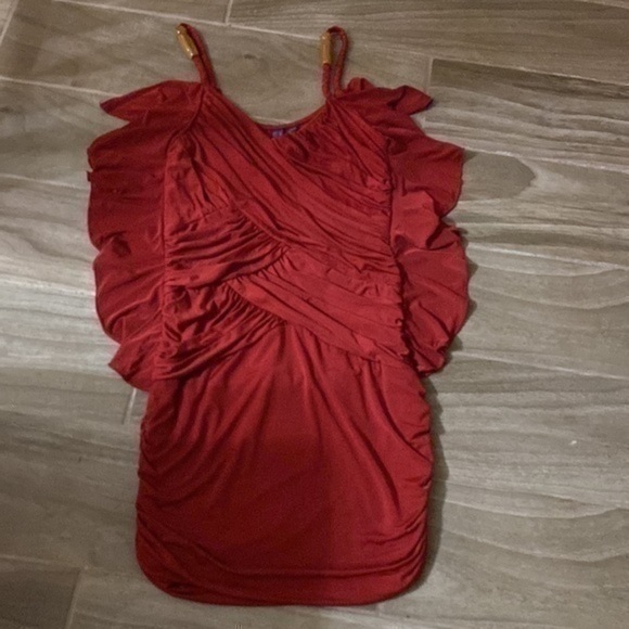 KOUTURE By Kimora Mini Cocktail Evening Dress Red Sleeveless Size Medium - Picture 2 of 12
